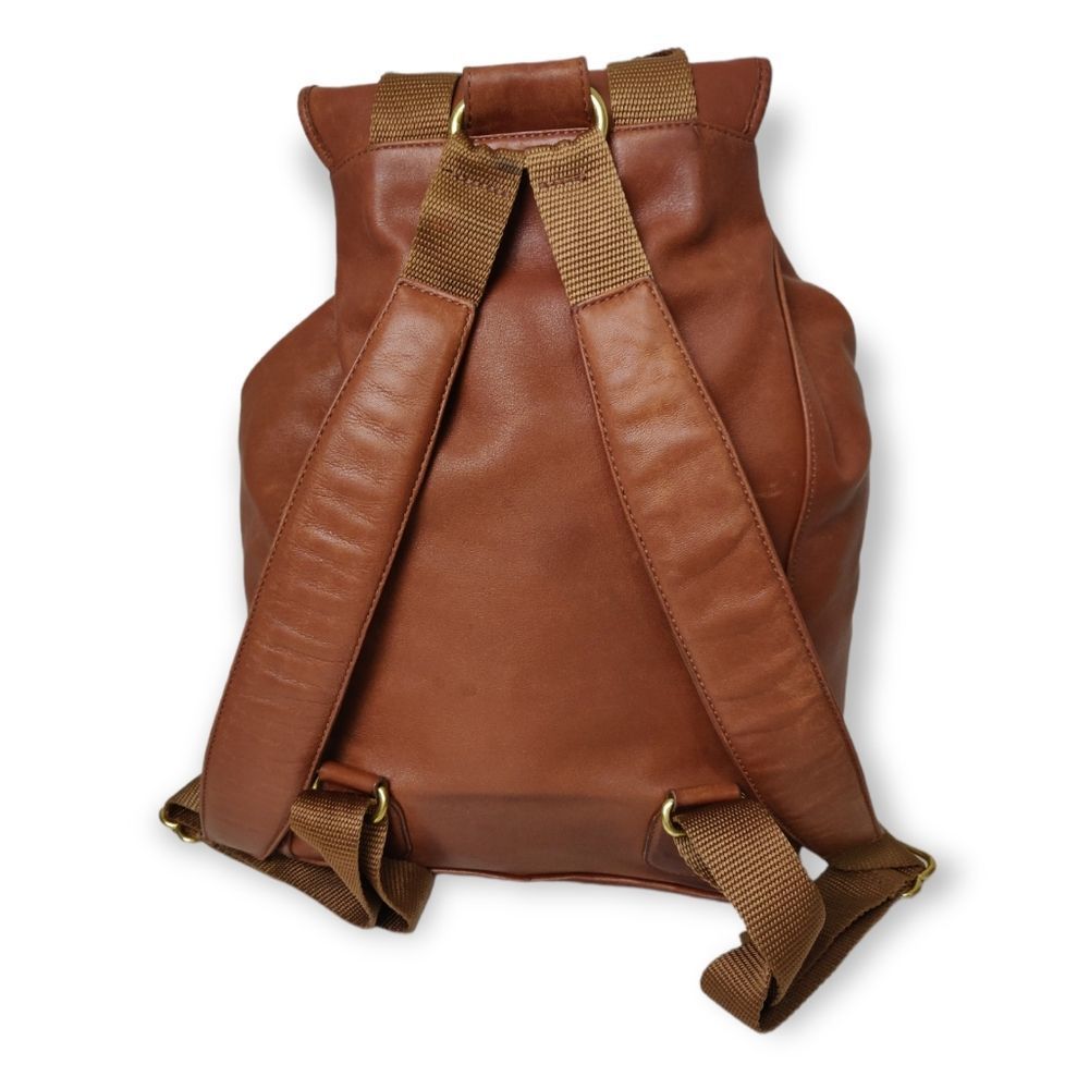 💥XL COACH TAN BROWN GENUINE LEATHER BACKPACK SHOULDER BAG CARRY ALL - Picture 3 of 10